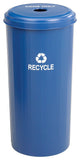 Tall Recycling Receptacle for Cans, Round, Steel, 20 gal, Recycling Blue