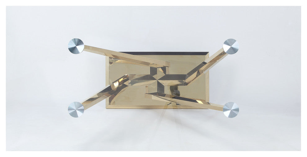 ACME Barnard Dining Table, Clear Glass and Mirrored Gold