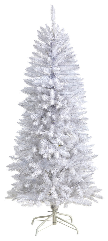 T3359 5 Slim White Artificial Christmas Tree With 150 Warm White LED Lights