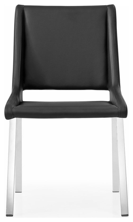 Modern Fiore Dining Chair in Black Leatherette and Chrome