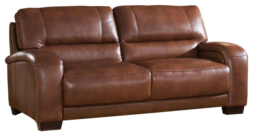 Brigitte Leather Craft Sofa, Brown