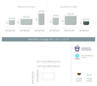 TruDrop Self-Watering Modular Deck Planter - Privacy Barrier -Bark, 40"x20"x20"H