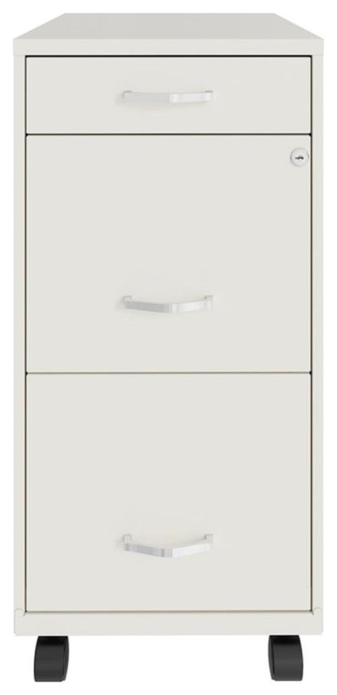 Space Solutions 18in Deep 3 Drawer Mobile Metal File Cabinet Pearl White