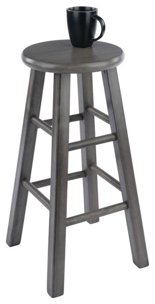 Winsome Ivy 24" Transitional Solid Wood Counter Stool in Rustic Gray