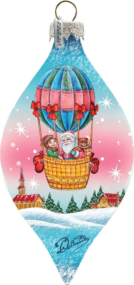Hand Painted Scenic Glass Ornament Air Balloon