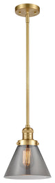 Large Cone 1 Light Mini Pendant, Satin Gold, Plated Smoke