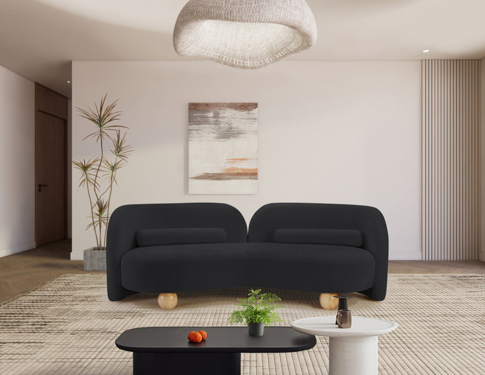 Daphne Upholstered Chair/Loveseat/Sofa, Black, Chenille Fabric, Sofa