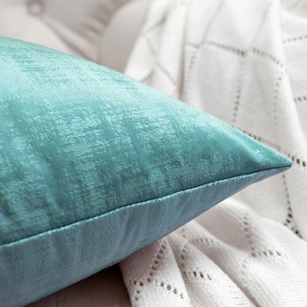 Serenta Textured Velvet Pillow Shell, Set of 4, North Sea