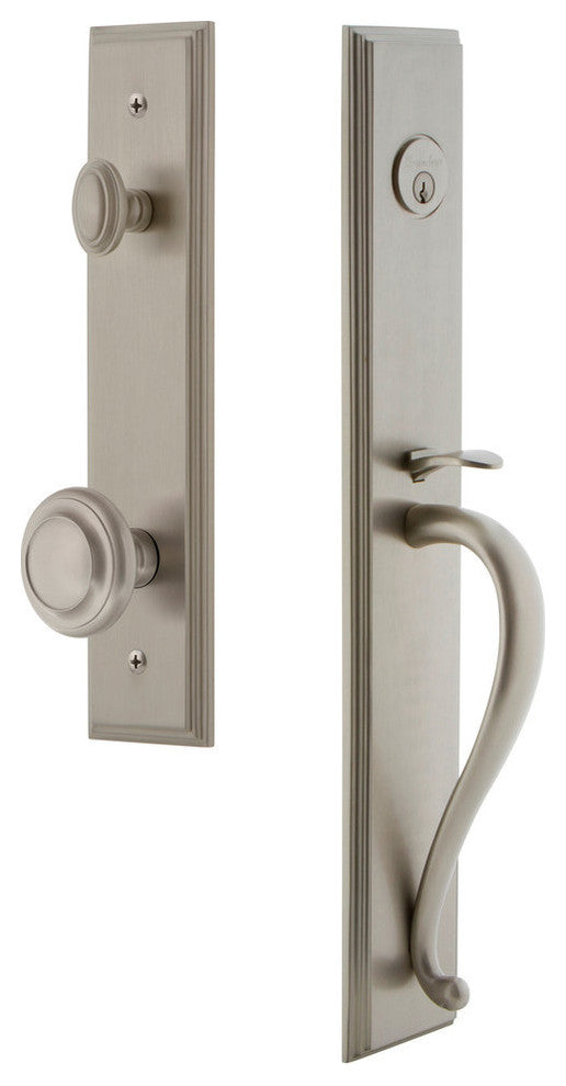 Carre' 1-Piece Dummy Handleset, S Grip and Circulaire Knob, Satin Nickel, 848978