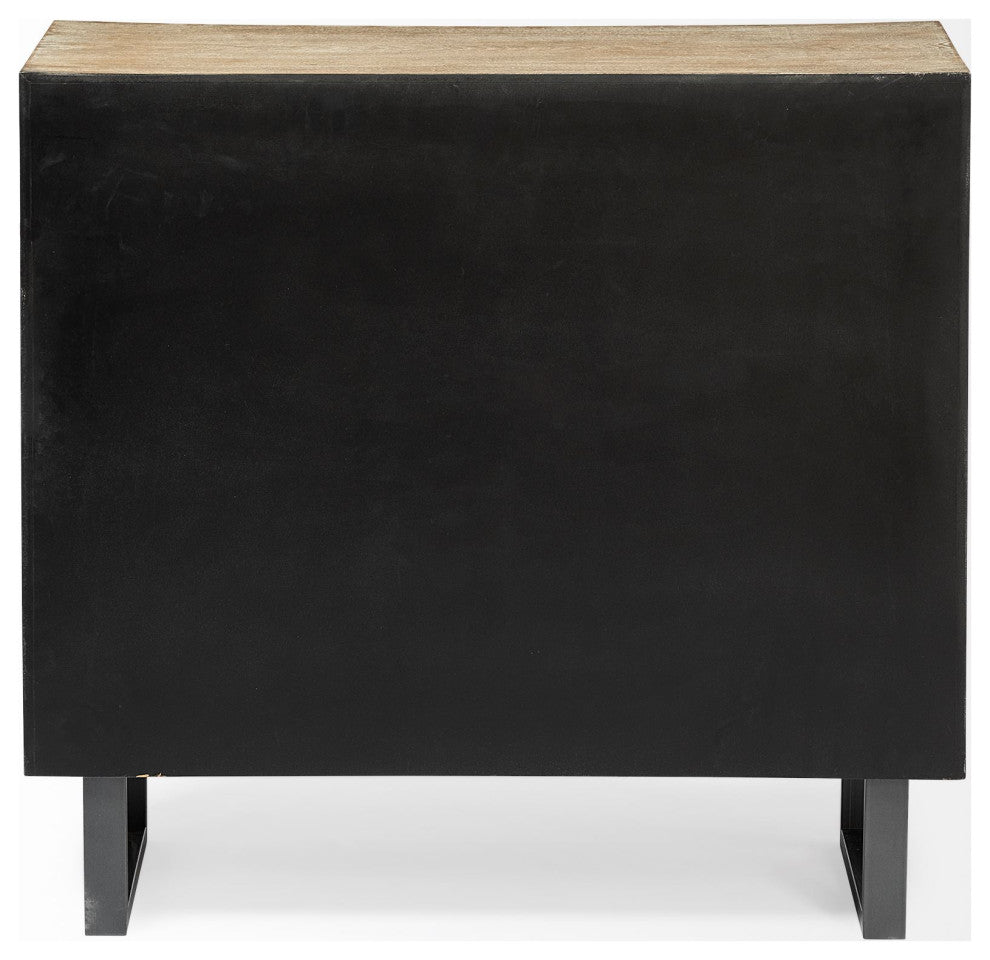 Bellefontaine Natural Fir Veneer And Black Metal Frame Accent Cabinet