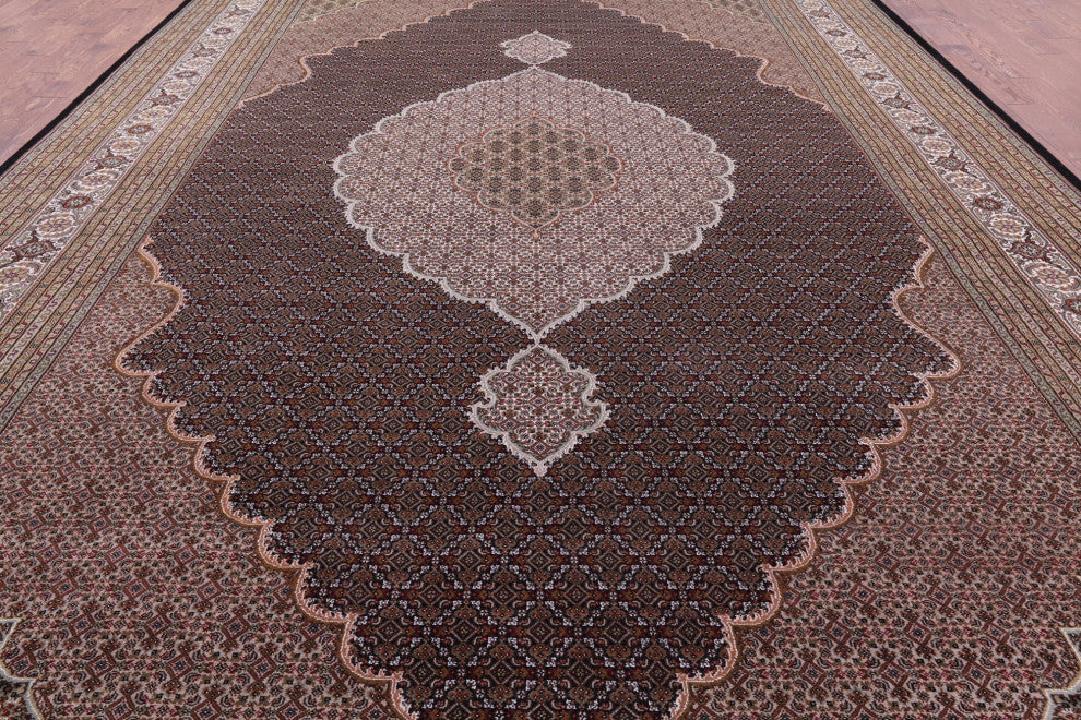 11' 10" X 18' 4" Persian Tabriz Hand-Knotted Wool & Silk Rug - Q13013