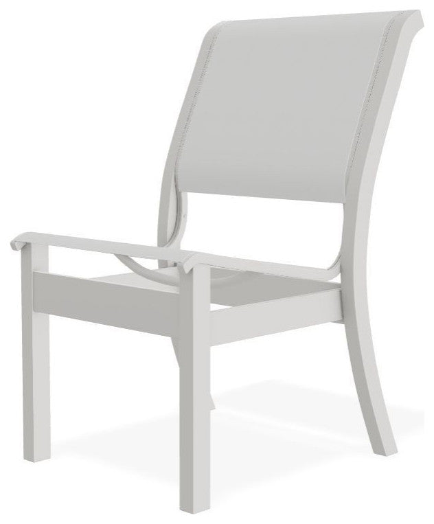Leeward Sling Stackable Outdoor Dining Chair, White/Snow