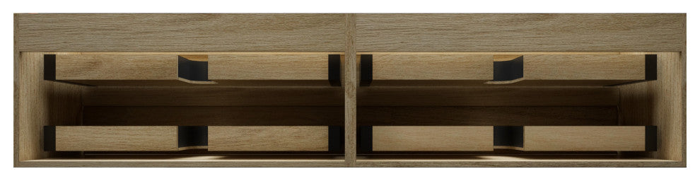 MAX 84" Double Floating Bath Vanity With Acrylic Sink, Coffee Wood, Coffee Wood