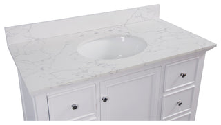 Bella 42" Bathroom Vanity, White, Engineered Marble