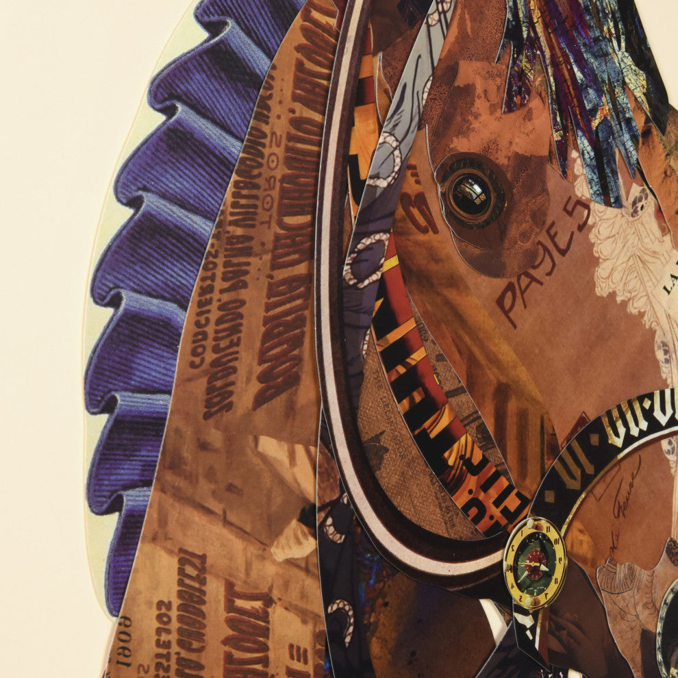 "Graceful Gallop" Dimensional Collage, Under Glass, A Shadow Box Frame