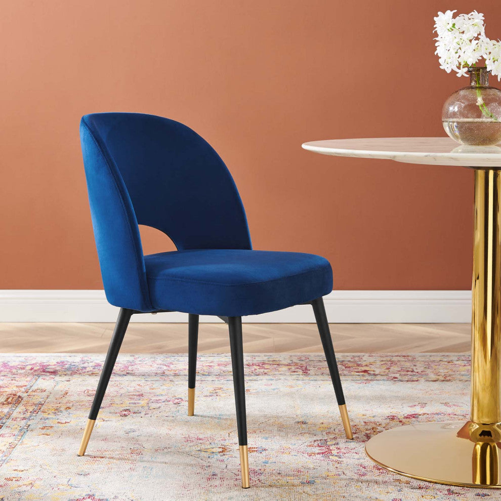 Rouse Performance Velvet Dining Side Chair Navy