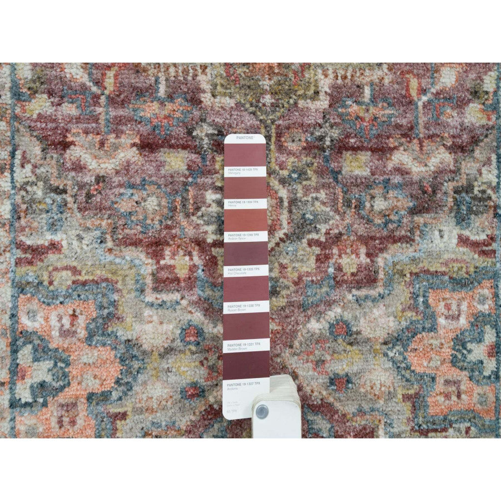Red Pure Wool Heris Revival Hand Knotted XL Runner Oriental Rug, 2'6"x15'8"