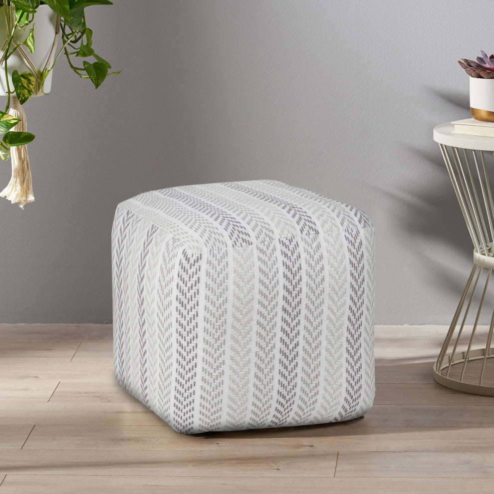 Everyday Chevron Stripe Pouf Ottoman