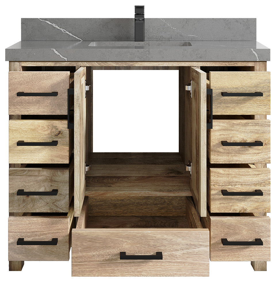 Malibu Mango 48 Single Sink Bath Vanity in White Washed 2" Piatra Gray