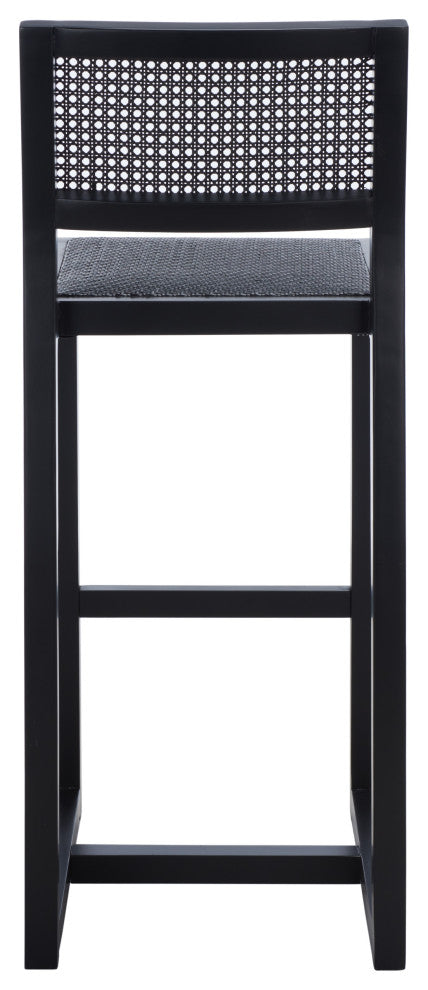 Safavieh Seika Rattan Bar Stool, Black