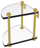 Southbeach Two Tier Corner Glass Shelf, Polished Brass