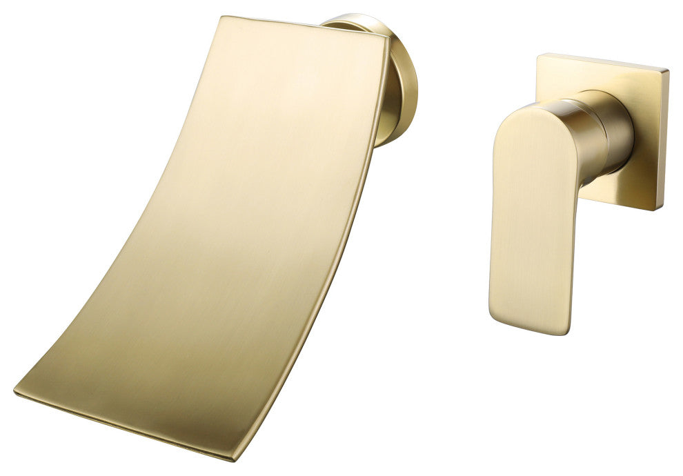 Wall Mounted Single Handle Bathroom Sink Faucet, Brushed Gold