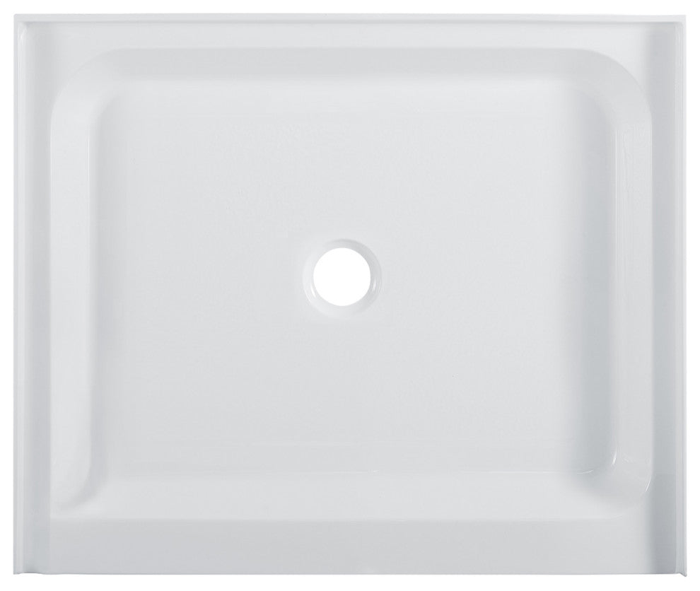 Voltaire 42"x36" Acrylic White, Single-Threshold, Center Drain, Shower Base