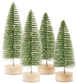 Tree With LED, 4-Piece Set 10.75"H, 14"H Plastic 6 Hr Timer, Green