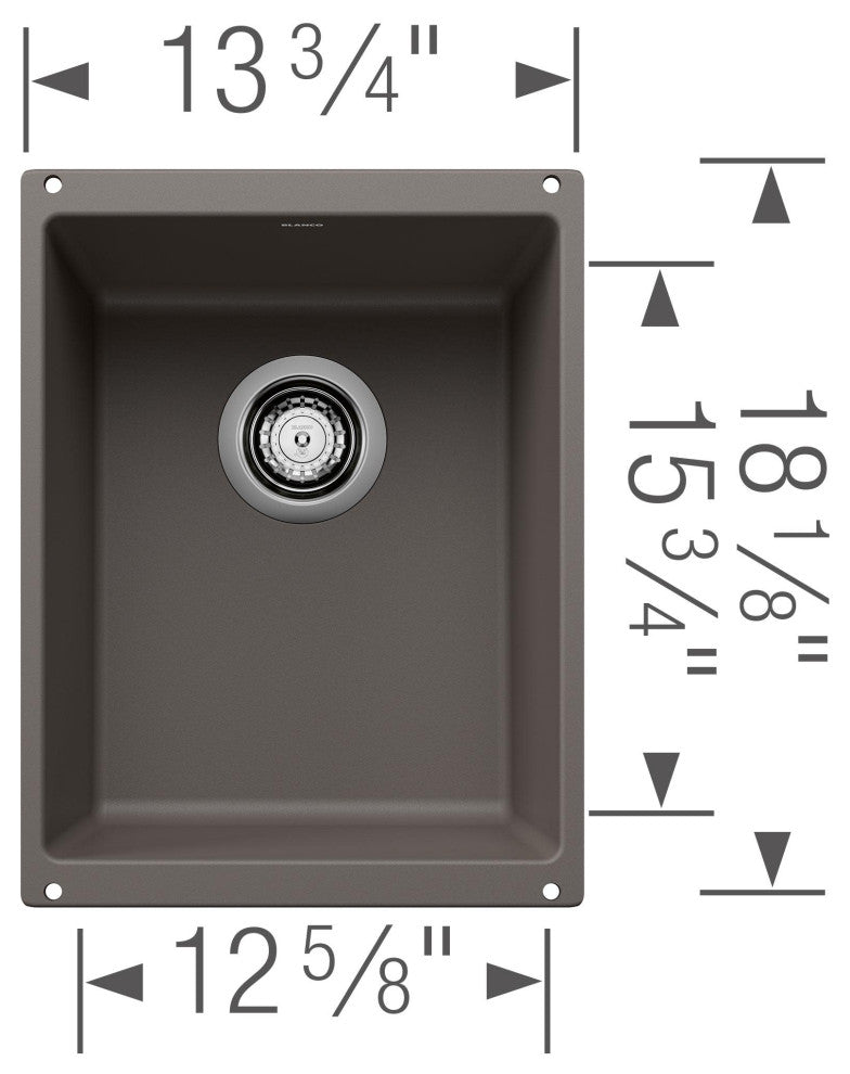 Blanco 513422 Precis 13-3/4" Undermount Single Basin SILGRANIT - Volcano Gray