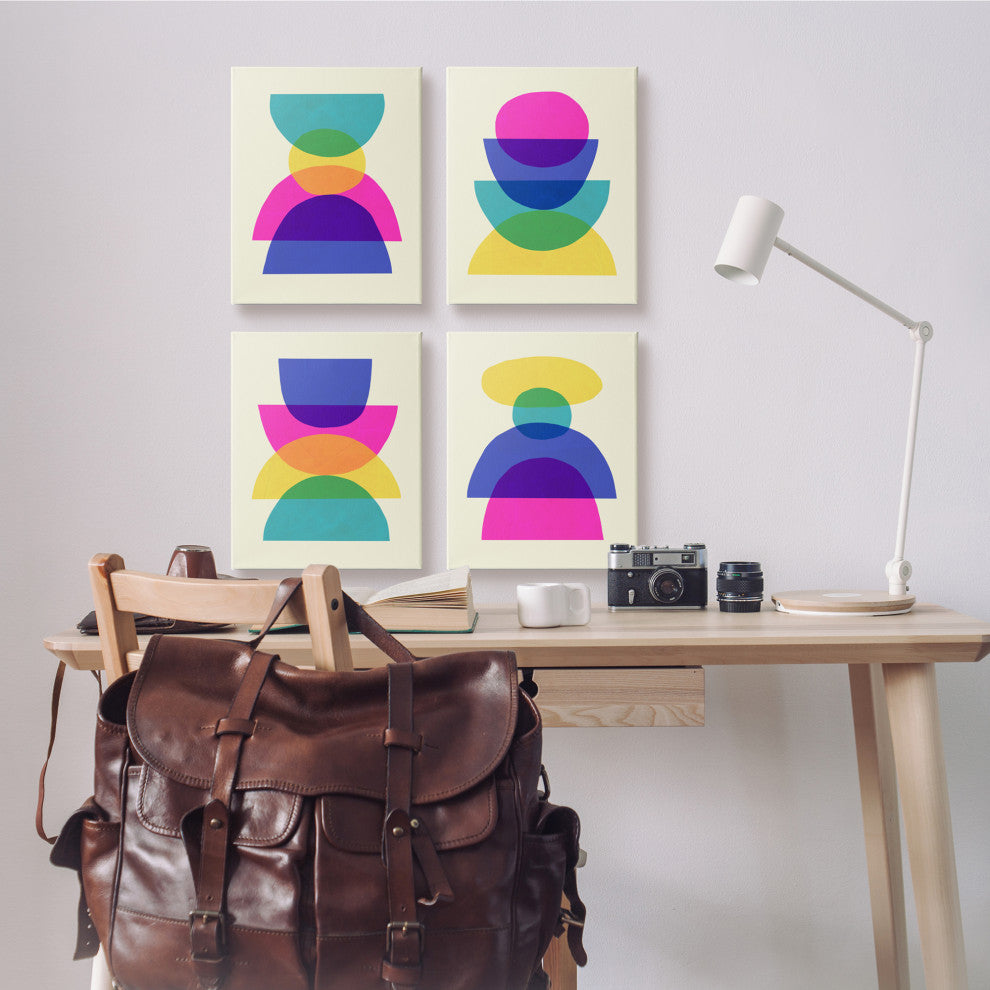 Intergalactic Rainbow Abstract Transparent Geometric Shapes , 4pc, each 16 x 20
