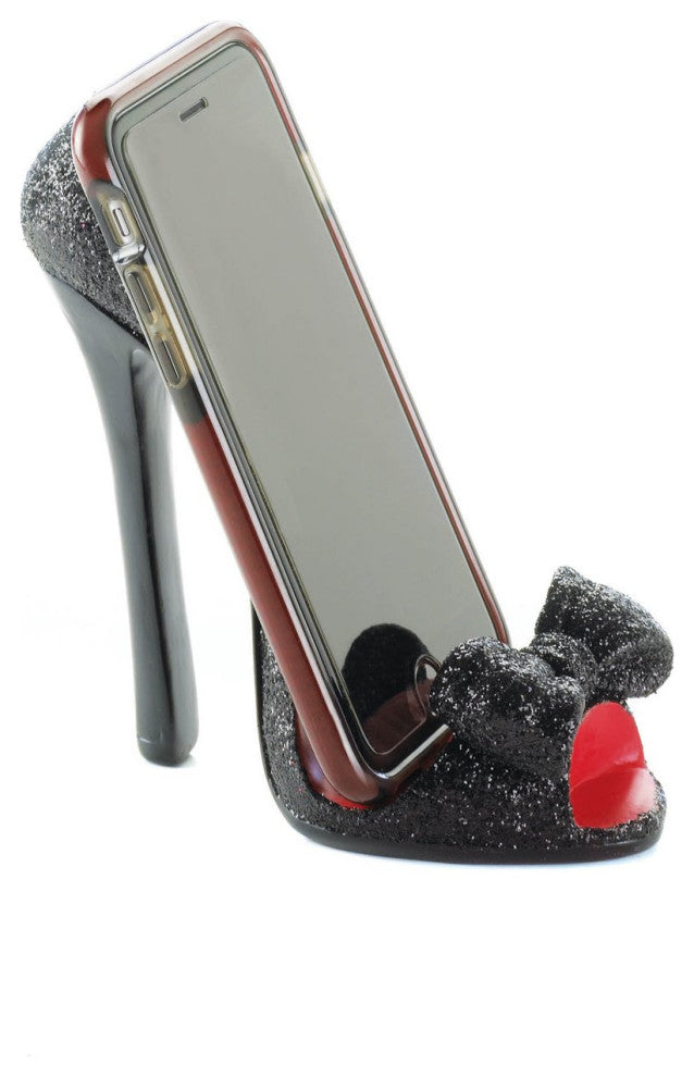 Black Bow Shoe Phone Holder