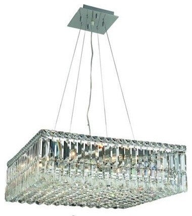 Elegant Maxim Dining Room Light, Chrome Finish With Royal Cut Crystal