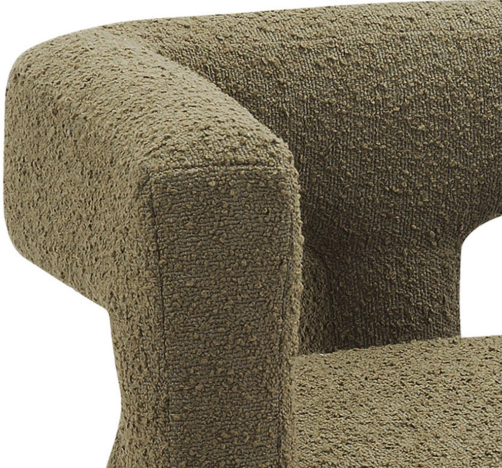 Athena Boucle Fabric Upholstered Bench, Olive