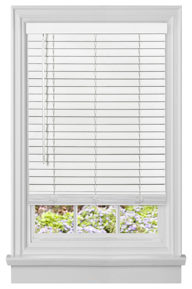 Cordless GII Madera Falsa 2" Faux Wood Plantation Blind 46x64, White