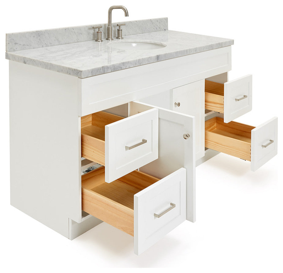 Ariel Hamlet 61" Oval Sink Bath Vanity, 1.5" Carrara Marble