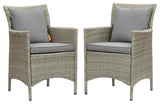 Conduit Outdoor Patio Wicker Rattan Dining Armchair Set of 2