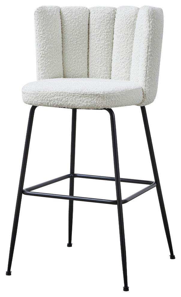 Nolan Contemporary 30" Bar Stool, Set of 2, Ivory Boucle