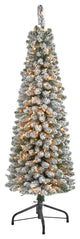 Nearly Natural 5ï¿½ Flocked Pencil Artificial Christmas Tree with 200 Clear Lights