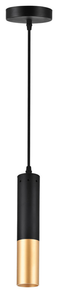 Anem 1 Light Down Mini Pendant With Matte Black & Satin Gold Finish