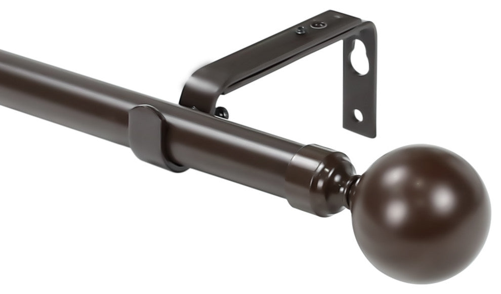 1" Steel Ball Drapery Curtain Rod, Bronze, 84"-120"