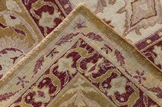 Consigned, Indian Handmade Antique Agra Worn Oriental Rug, Yellow, 12'6"X9'10"