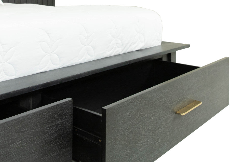 Modrest Manchester- Platform Dark Gray Bed With Drawers, Queen