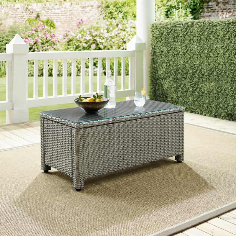 Bradenton Outdoor Wicker Coffee Table, Gray