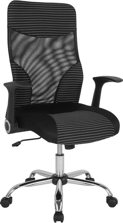 Milford High Back Office Chair With Contemporary Mesh Design-Black and White