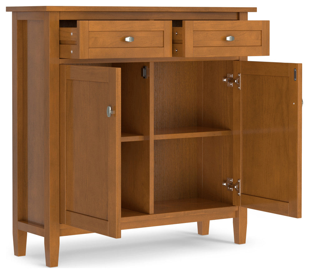 Warm Shaker Solid Wood Entryway Storage Cabinet, Light Golden Brown