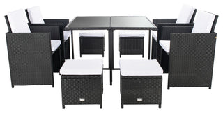 Safavieh Enerson Outdoor Dining Set, Black / White