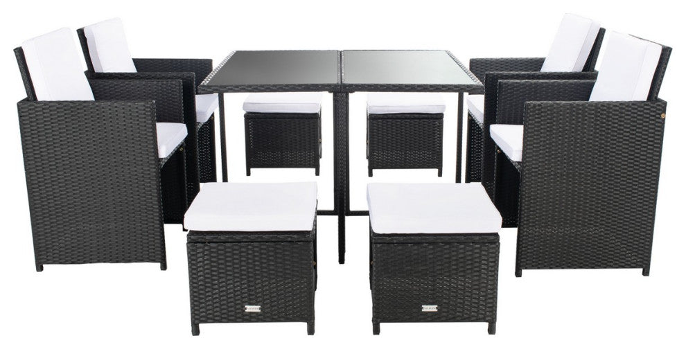 Safavieh Enerson Outdoor Dining Set, Black / White