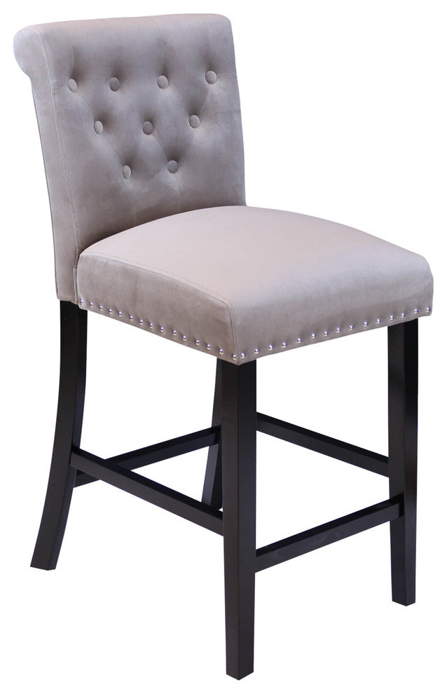 Markelo Velvet Counter Chairs, Set Of 2, Taupe