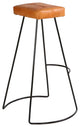 Benzara UPT-266370 Bar Stool, Leather Seat, Metal Frame, Tan Brown, Black