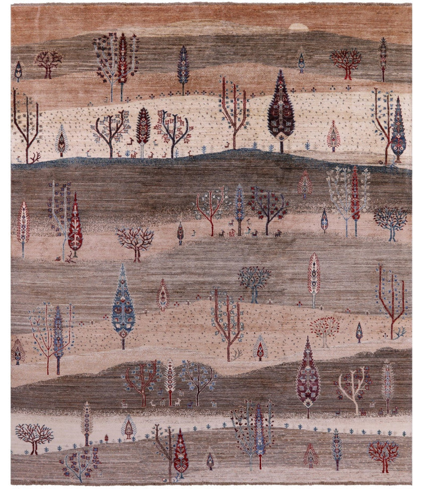 8' 2" X 9' 9" Hand Knotted Persian Gabbeh Tribal Wool Rug Q8105